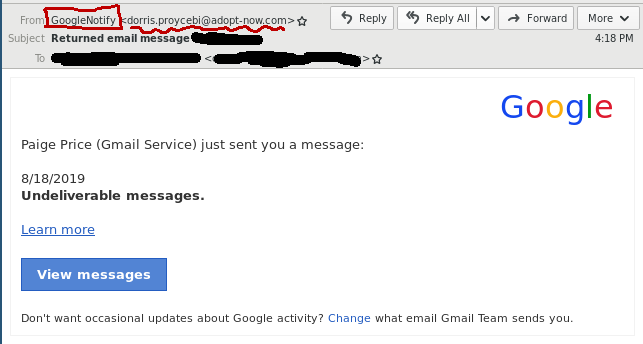Google Phishing Mail