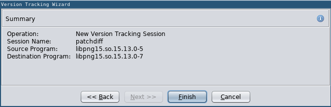 Version Tracking Wizard: Summary