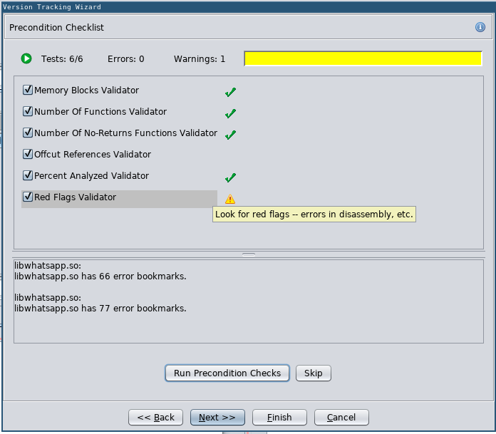 Precondition Checklist Reporting 1 Warning