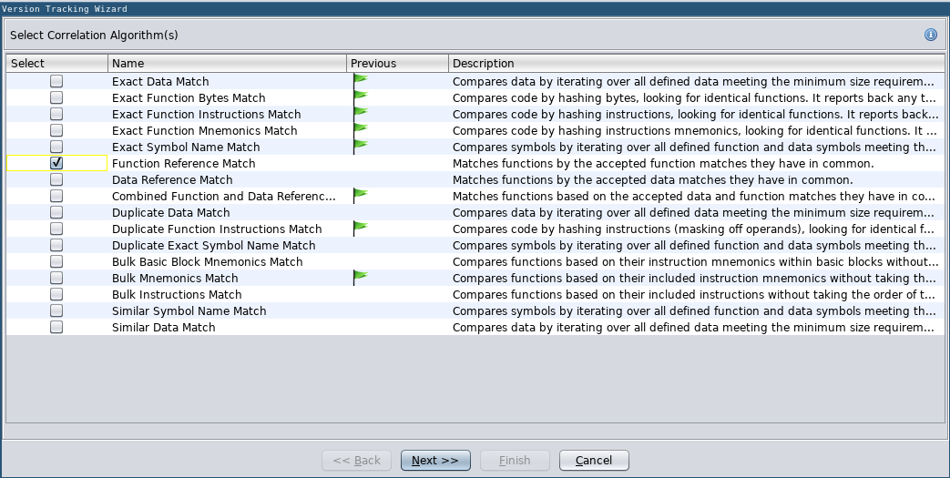 Adding the Function Reference Match Correlator