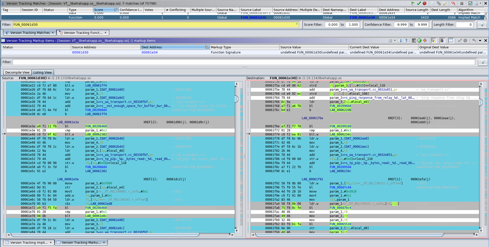 Listing View Diff of Size Check #1 Functions